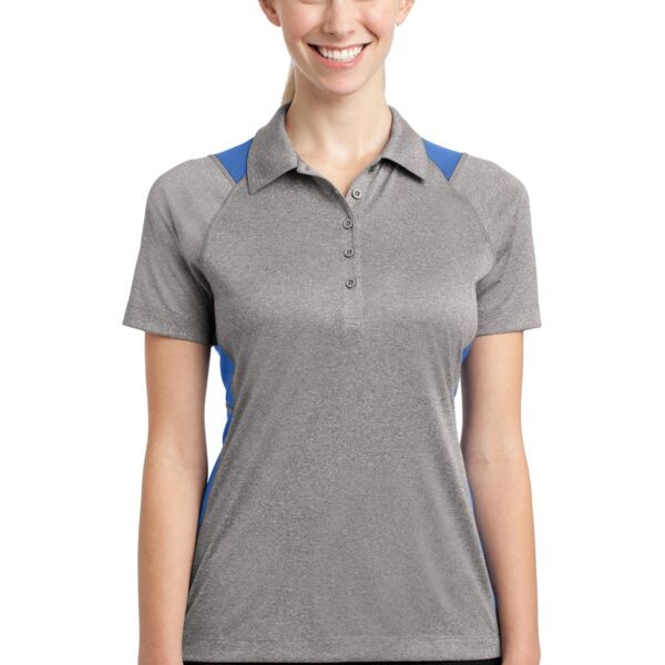 Sport Tek Ladies Heather Colorblock Contender  Polo LST665 Ladies Heather Colorblock Contender  Polo Thumbnail